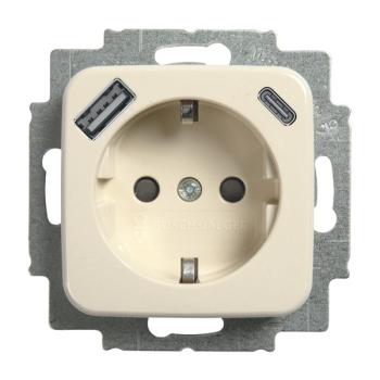 Busch-Jaeger 20 EUCB2USBAC-212 Duro2000 Si Schuko/2xUSB Steckdose A+C cremeweiss
