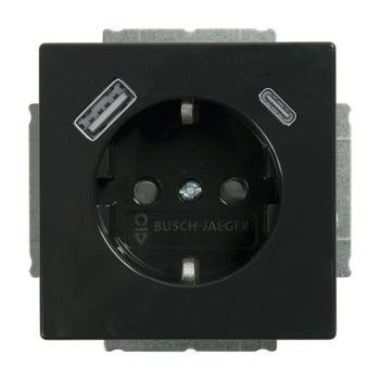 Busch-Jaeger 20 EUCB2USBAC-81 Future Schuko 2xUSB Steckdose A+C carat mit integriertem erhöhten Berührungsschutz anthrazit (glanz)