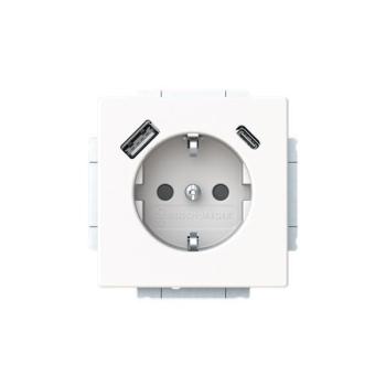 Busch-Jaeger 20 EUCB2USBAC-884 future linear Schuko 2xUSB-Steckdose A+C mit integriertem erhöhten Berührungsschutz studioweiß matt