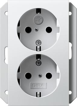 Gira 273103 System 55 Doppelsteckdose SCHUKO mit integriertem erhöhten Berührungsschutz reinweiss glänzend