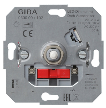 GIRA 030000 LED-Dimmeinsatz mit Dreh-Ausschalter 20-200W
