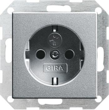 Gira 045326 System 55 Schuko-Steckdose mit integriertem erhöhten Berührungsschutz Farbe Aluminium lackiert ***RESTPOSTEN***