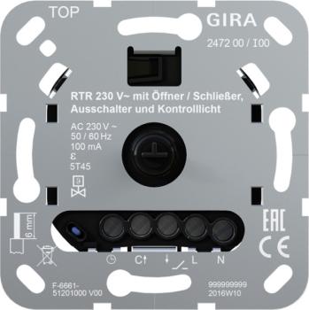 Gira 247200 Raumtemperaturregler-Einsatz 230V Öffner/Schließer Aus+Kontroll