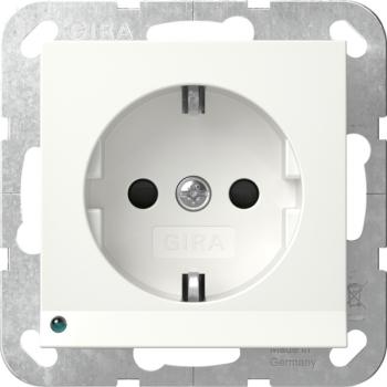 Gira 417027 System 55 Schuko-Steckdose mit LED-Orientierungsleuchte, integriertem erhöhten Berührungsschutz Reinweiß seidenmatt