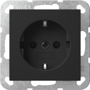 Gira 4453005 System 55 Schuko-Steckdose mit integriertem erhöhten Berührungsschutz Steckklemmen Schwarz matt