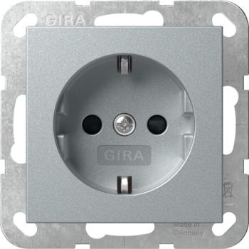 Gira 445326 System 55 Schuko-Steckdose mit integriertem erhöhten Berührungsschutz Farbe Aluminium lackiert