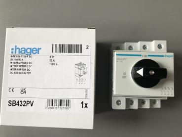 Hager SB432PV Auschalter DC 4-polig 1000V 32A Lasttrennschalter Hauptschalter