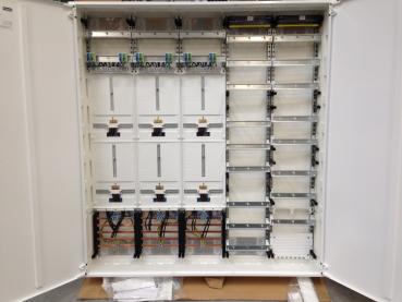 F-tronic Zählerschrank 6x 3.HZ Zählerfeld + 1x Verteilerfeld + 1x Verteilerfeld mit APZ, 5-feldrig, Bauhöhe: 1400mm