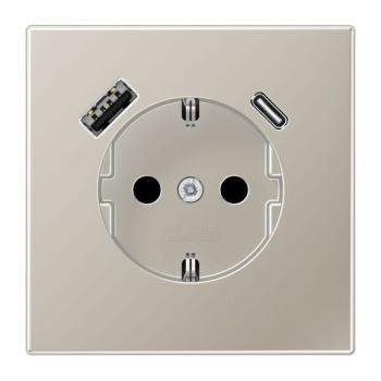 Jung ES1520-15CA Schuko-Steckdose mit USB Typ AC edelstahl lackiert LS990