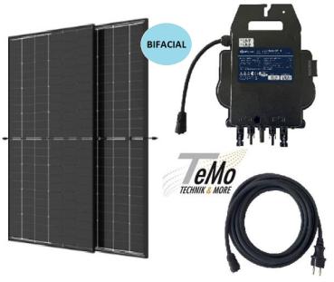 Balkonkraftwerk 880W DC- 600/800W AC, Solarmodule TRINA, Rahmen SCHWARZ, BIFACIAL Doppelglas, Solaranlage Steckerfertig WiFi Komplettset Photovoltaik
