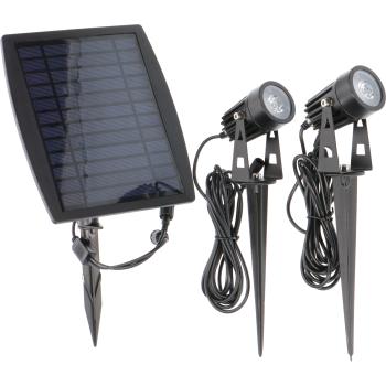 SHADA Solar-Außenleuchte Gartenleuchte mit Erdspieß - Hollywood 1,5W 140lm 3000K IP65 Sensor, schwarz (1000424)