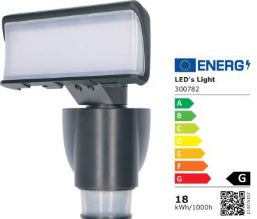 SHADA LED-Außenstrahler Sa pa 18W 1100lm 4000K, mit Bewegungsmelder und automatischer Verfolgung, Farbe anthrazit , EEC: G (0300782) ***RESTPOSTEN***