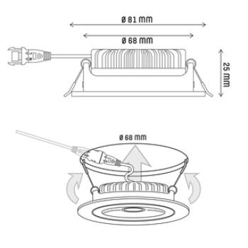 SHADA LED Downlight 4,5W, 350lm, 2000-2700k, Farbe weiss, dimmbar, EEC: G (0810538)