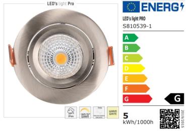 SHADA LED Downlight 4,5W, 350lm, 2000-2700k, Farbe nickel, dimmbar, EEC: G (0810539)
