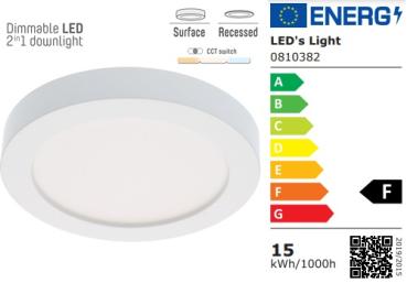 SHADA LED-Panel rund 15W 1500lm 3000K, 4000K, 6000K, Ø 226mm, dimmbar, EEC: F (0810382)