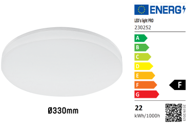 SHADA LED Wand und Deckenleuchte 22W 2500lm 4000K IP65 Ø330mm, EEC: F (0230252) ***RESTPOSTEN***