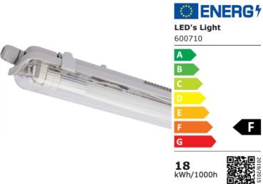 SHADA LED-Feuchtraum-Wannenleuchte IP65, 1x18W 1800lm, 4000K, 120cm, EEC: F (2400112_03) ***RESTPOSTEN***