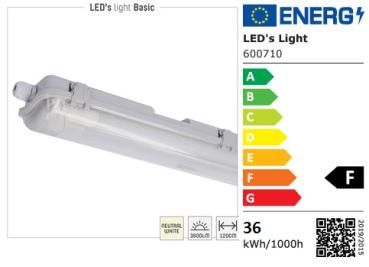 SHADA LED-Feuchtraum-Wannenleuchte IP65, 2x18W 3600lm, 120cm, EEC: F (2400113_03) ***RESTPOSTEN***