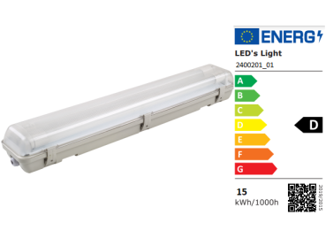 SHADA LED-Feuchtraum-Wannenleuchte IP65, 2x7,5W 2200lm 4000K, 60cm, EEC: D (2400201_01)