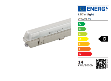 SHADA LED-Feuchtraum-Wannenleuchte IP65, 1x14W 2100lm 4000K, 120cm, EEC: D (2400202_01) ***RESTPOSTEN***