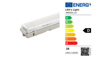 SHADA LED-Feuchtraum-Wannenleuchte IP65, 2x14W 4200lm 4000K, 120cm, EEC: D (2400203_01)