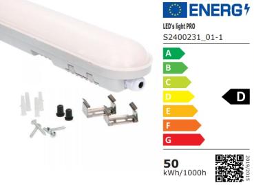 SHADA LED-Feuchtraum-Wannenleuchte IP65, 50W 6600lm 4000K, 150cm, EEC: D (2400231_01)