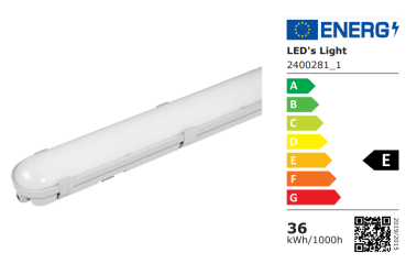 SHADA LED-Feuchtraum-Wannenleuchte IP65, mit Durchverdrahtung, 36W 4320lm 4000K, 120cm, EEC: E (2400281_01) ***RESTPOSTEN***