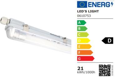 SHADA LED-Feuchtraum-Wannenleuchte IP65, 1x20,5W 3100lm 4000K, 150cm, EEC: D (2411204)