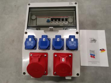 TeMo T&More® Wandverteiler Stromverteiler mit Schuko Steckdosen, CEE 16A/32A und FI/C16 Bestückung (TE01)