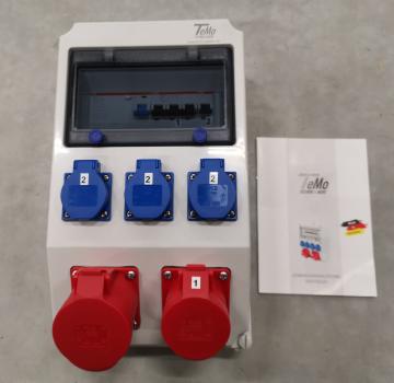 TeMo T&More® Wandverteiler Stromverteiler mit Schuko Steckdosen, CEE 16/32A und FI/C16 Bestückung (TE03)
