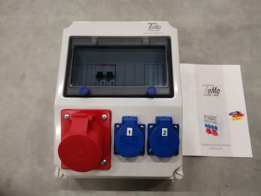 TeMo T&More® Wandverteiler Stromverteiler mit Schuko Steckdosen, CEE 16A und LS C16 Bestückung (TE04)