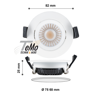TeMo T&More® LED Downlight, Deckenspot 6W 420lm 1800K-2700K, Farbe weiß, dimmbar (2025553)