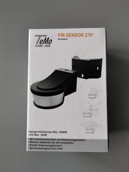 TeMo T&More® Bewegungsmelder Sensor - PIR 270° IP44 - Schwarz (0190101TEM)