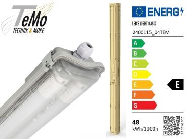TeMo T&More® LED Feuchtraum-Wannenleuchte mit LED-Röhre 2x24W 5750lm 4000K, 150cm, IP65, EEC: E (2400115_04TEM)