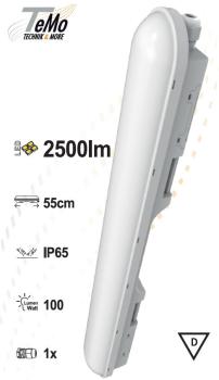 TeMo T&More® LED Feuchtraum-Wannenleuchte 18W 2500lm 4000K, 55cm, IP65, EEC: D (2400331TEM)
