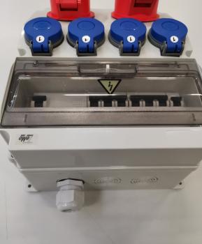 TeMo T&More® Baustromverteiler Wandverteiler Stromverteiler mit 4x Schuko, 1x CEE 16A, 1x CEE 32A und FI/C16 ABB Bestückung (TE02)