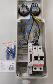 TeMo T&More® Baustromverteiler Wandverteiler Stromverteiler mit 2x Schuko, LS C16 ABB Bestückung und 1 Phasen-Stromzähler (TE20)