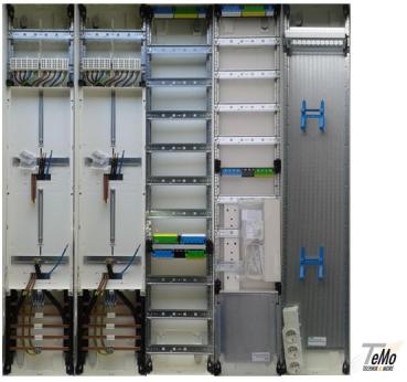 Hager Zählerschrank 4x 3.HZ Zählerfeld + + 1x Verteilerfeld + 1x Verteilerfeld 7-reihig mit APZ-Raum + 1x Multimediafeld, ZB55S