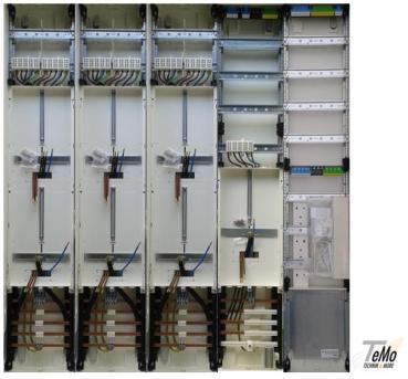Hager Zählerschrank 7x 3.HZ Zählerfeld + 1x Verteilerfeld 3-reihig + 1x Verteilerfeld 7-reihig mit APZ-Raum, ZB55S