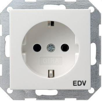 Gira 045803 System 55 SCHUKO-Steckdose mit """"EDV"""" Symbol reinweiss glänzend