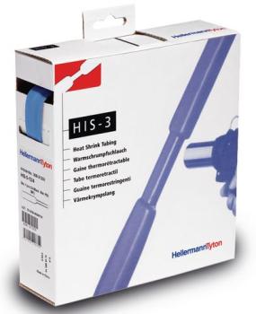 HellermannTyton 308-30156 HIS-3-1.5/0.5 Rolle 10m Warmschrumpfschlauch 3:1, Farbe: blau