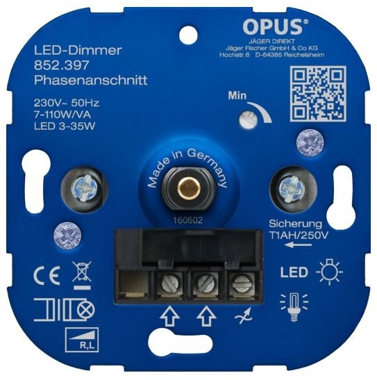 Klik Heer Elektricien Elektromaterial günstig kaufen - Online Shop - Opus Dreh-Dimmer für LED-  und Energiesparlampen 7 - 110 VA / LED 3 - 35 W (852.397)