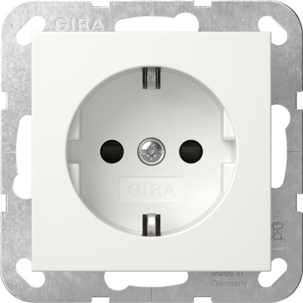 Elektromaterial günstig kaufen - Online Shop - Gira 445303 System 55 SCHUKO- Steckdose mit integriertem erhöhten Berührungsschutz reinweiss glänzend