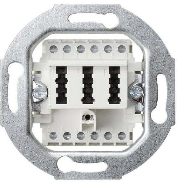 Gira Anschlussdose 003202 TAE 2x6-6 NFF (2 Telefone und 1 Zusatzgerät) weiss