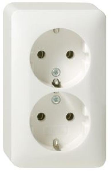 Gira 478013 Schuko-Doppelsteckdose AP Reinweiß
