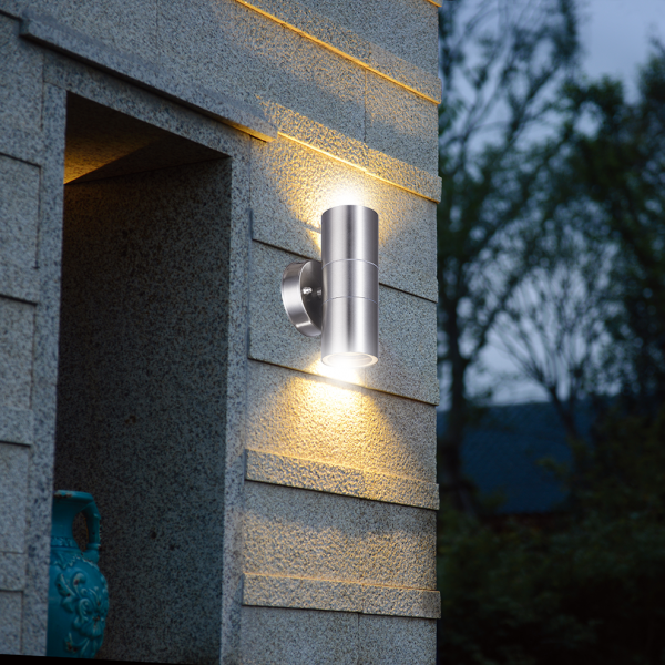 SHADA Wandleuchte Kopenhagen für 2x GU10 zylinderform, Farbe stainless steel, ohne Leuchtmittel (1000530)