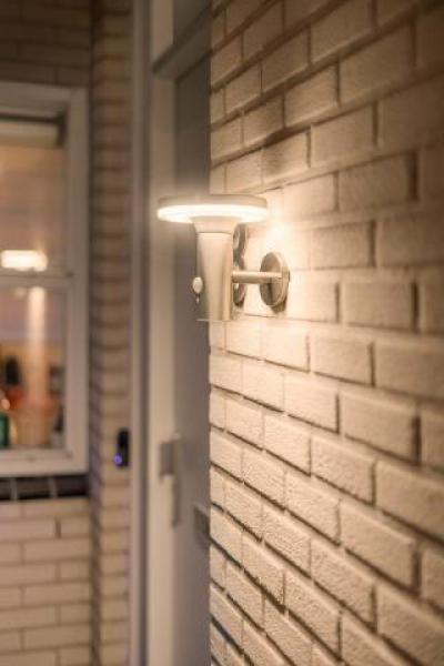 SHADA LED Solar-Außenwandleuchte Sevilla mit Sensor 6W 600lm 2700K Edelstahl IP44 (1000562)