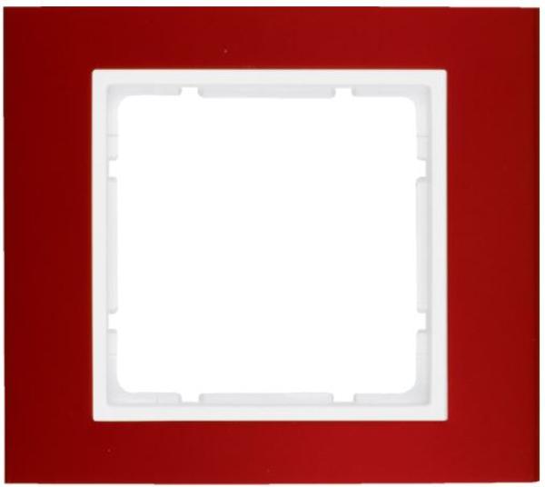 Berker 10113022 Rahmen 1-fach B.3 Alu, rot/polarweiß