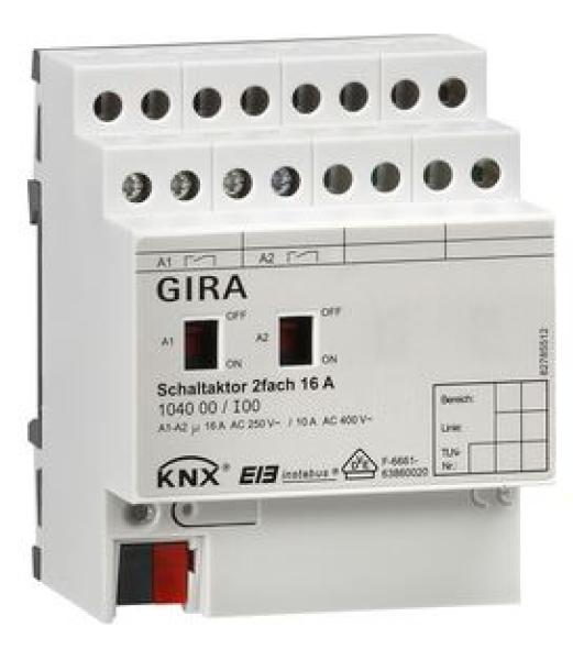 Gira 104000 KNX REG plus Schaltaktor 2-fach 16A mit Handbetätigung