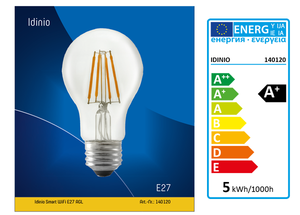 SHADA Idinio Smart WiFi E27 5W 500lm, 2700K, dimmbar, EEC: A+ (0140120) ***RESTPOSTEN***